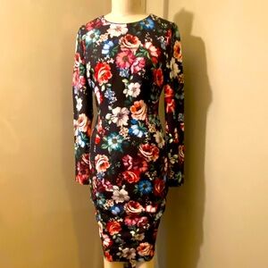 Black Halo Multicolor Floral Long Sleeve Dress